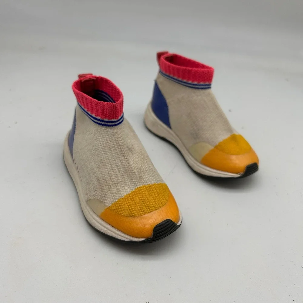 Zara Baby Toddler Sock Sneakers‎ Colorblock Beige Pink Blue Yellow Size 20